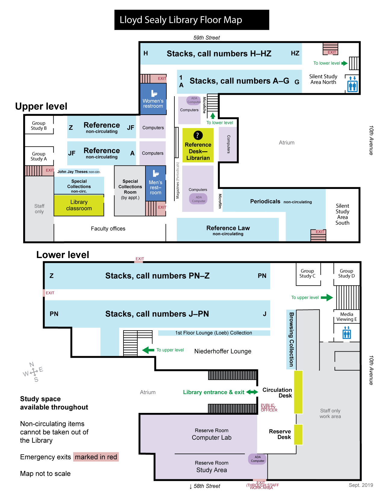 Floor map of Library Lloyd Sealy Library at John Jay