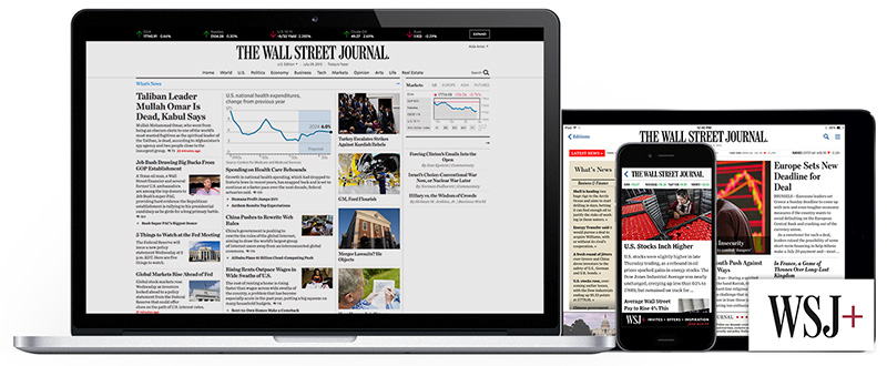 Wall Street Journal on laptop, tablet, and smartphone