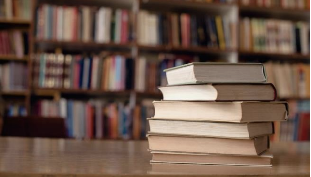 Stack of books on a desk