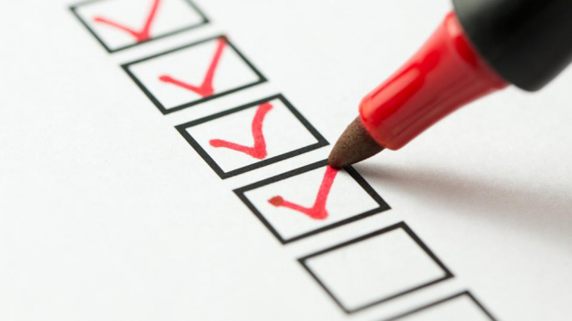 Checklist Checklist with red ink