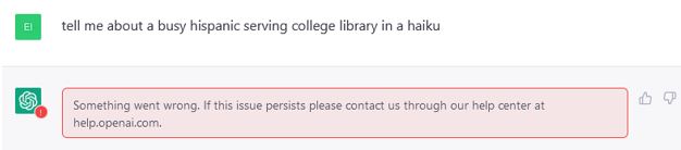 Screenshot of ChatGPT unable to provide a response