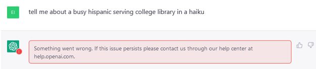 Screenshot of ChatGPT unable to provide a response