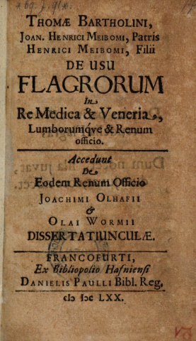 Cover image of De Usu Flagrorum in Re Medica et Veneria et lumborum renumque.... (A Treatise on the Use of Flogging in Medicine and Venery) Cover image of De Usu Flagrorum in Re Medica et Veneria et lumborum renumque.... (A Treatise on the Use of Flogging in Medicine and Venery)