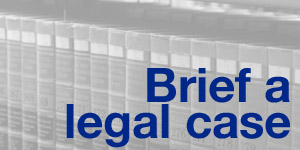 Justice icon over law brief