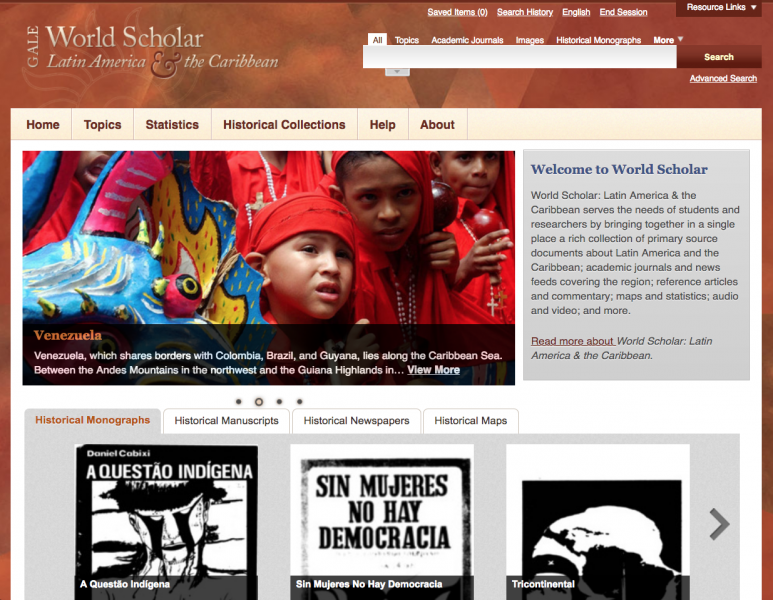 Screenshot of World Scholar database